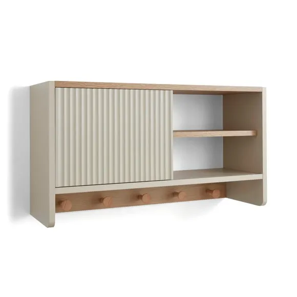 Geena Sliding Door Wall Shelf with Hooks 3