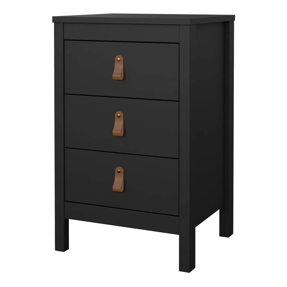 Furniture To Go Barcelona Bedside Table 3 Drawers in Matt Black 3
