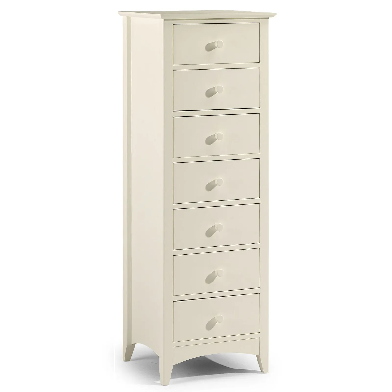 Cameo Stone White Narrow 7 Drawer Chest White