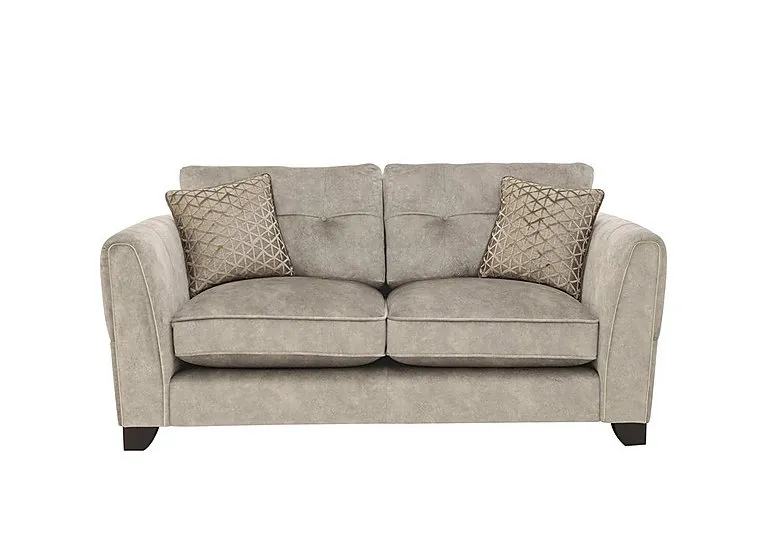 Mariah 2 Seater Fabric Classic Back Sofa with Brass Insert - Dapple Cream with Brass Insert