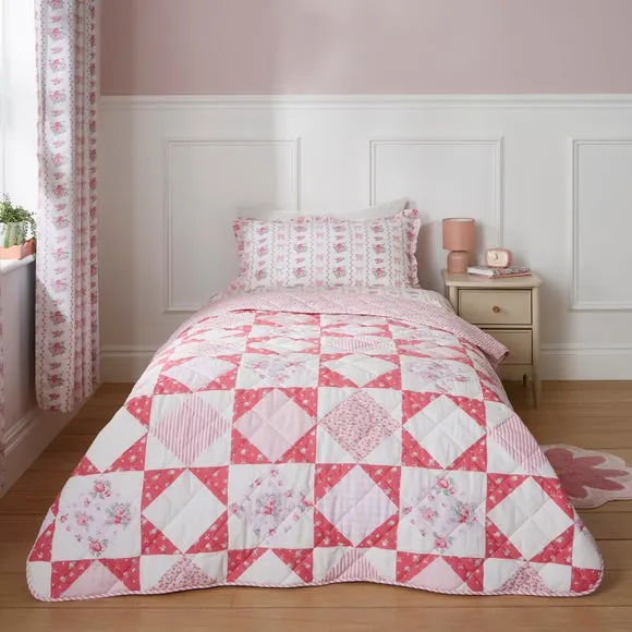 Vintage Floral 100% Cotton Bedspread 150cm x 200cm