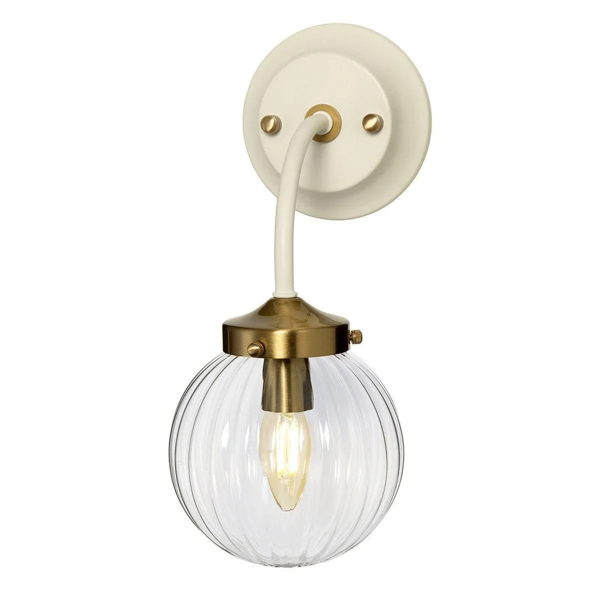Netlighting Cosmos Retro 1 Light Wall Light Globe Glass Shade in Beige