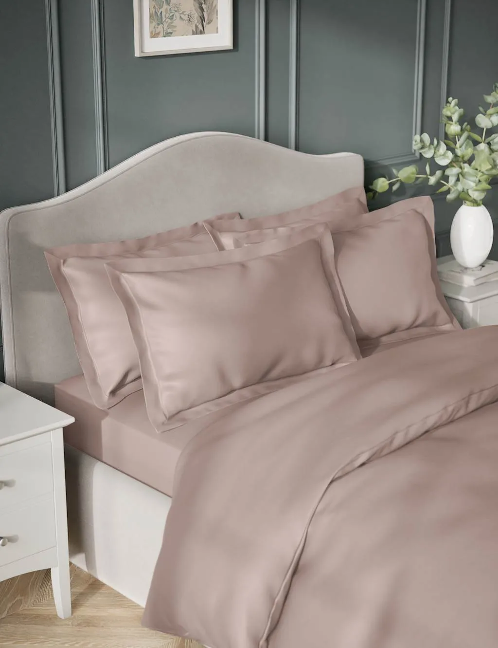 M&S 2 Pack Egyptian Cotton 400 Thread Count Silky Oxford Pillowcases Blush Pink