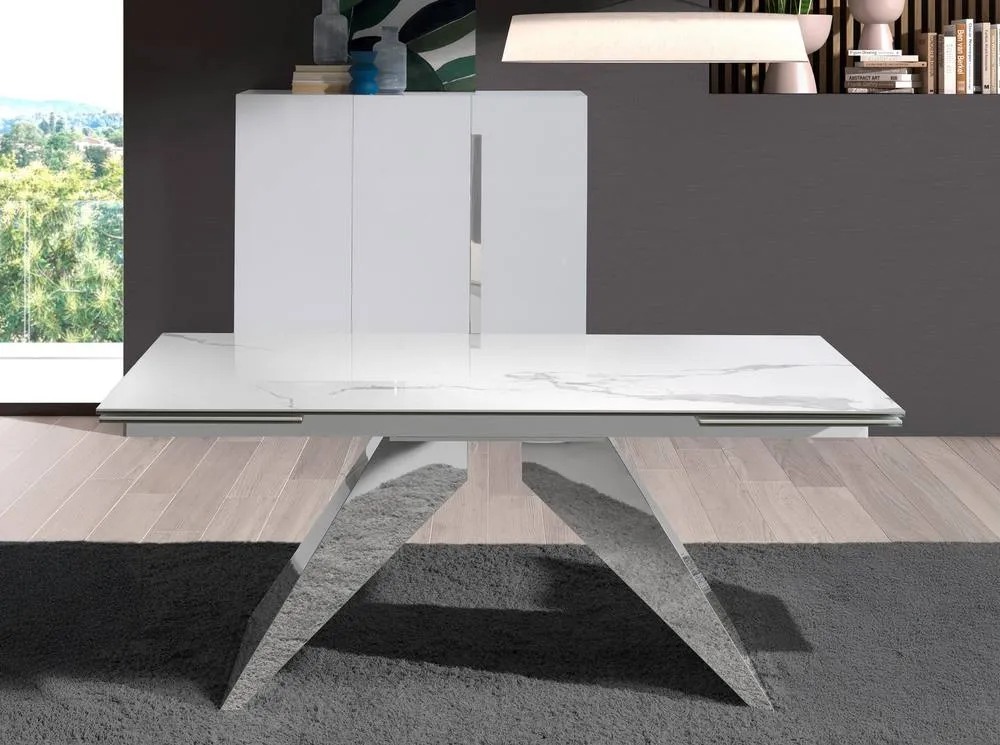 Angel Cerda Extendable Rectangular Dining Table White Porcelain 3