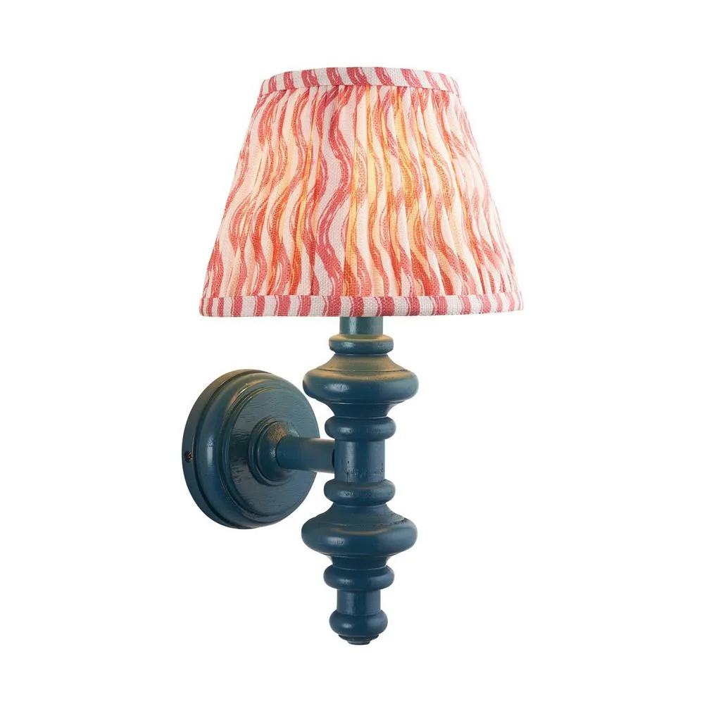 Netlighting Carnaby Blue Wall Light Pink Fabric Ripple Shade 20cm B22