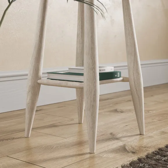 Haider Side Table with Shelf, Acacia Wood 5