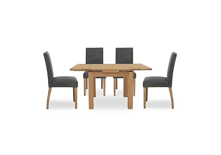 Augusta Draw Leaf Extending Dining Table and 4 Cowboy Upholstered Chairs - Grey