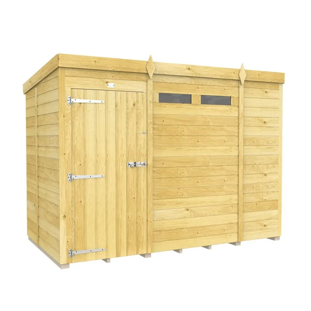Buttercup Farm 9 x 5 Feet Pent Security Shed - Single Door - L147 x W276 x H201 cm in Brown