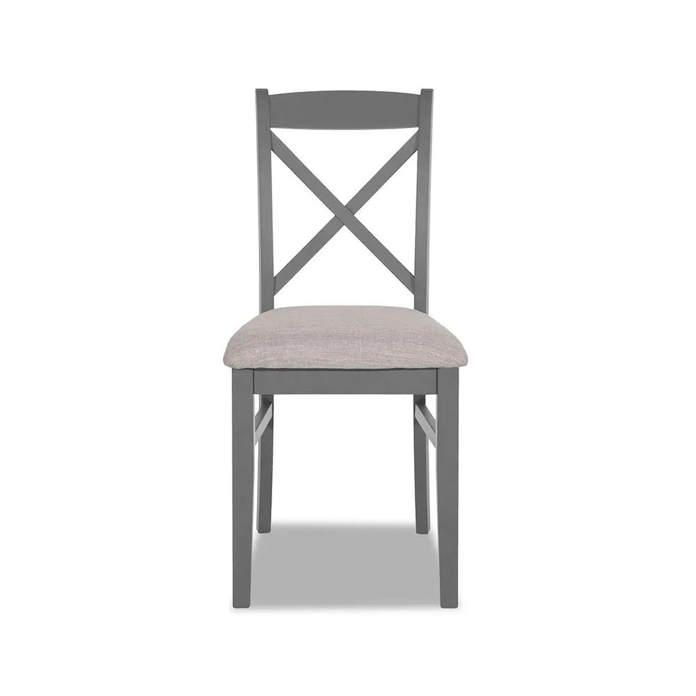 Statement Furniture Florence Crossback Upholstered Seat Dining Chair in Light Grey 2