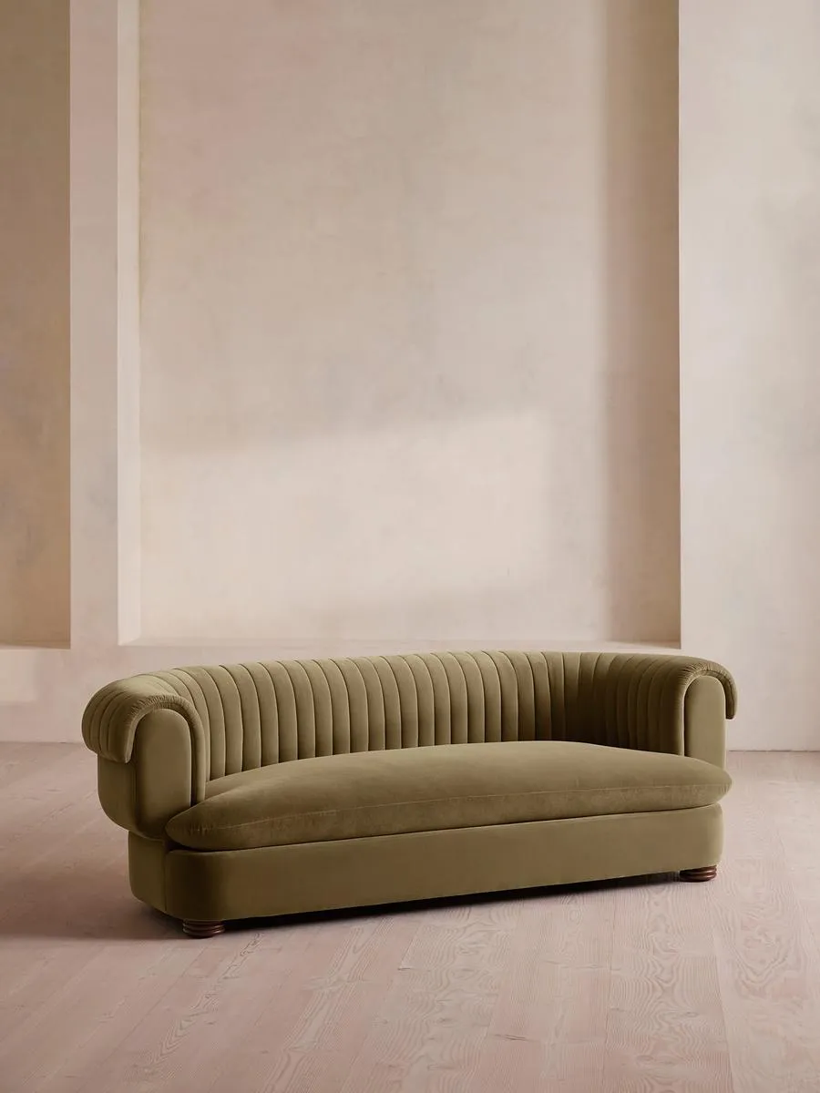 Rava Three Seater Sofa, Velvet, Lichen