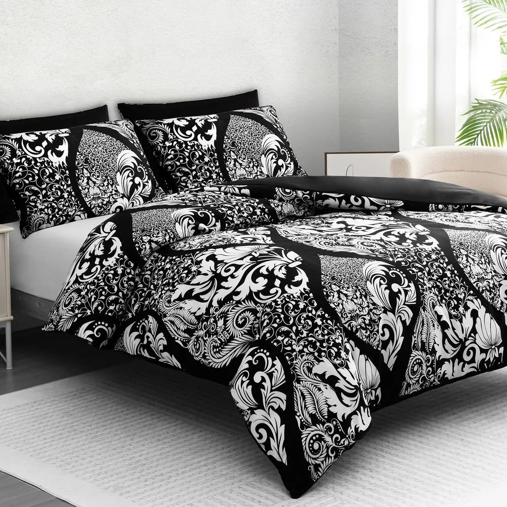 Grace Luxury Hypoallergenic Duvet Cover Super King Size with Pillowcases in Black