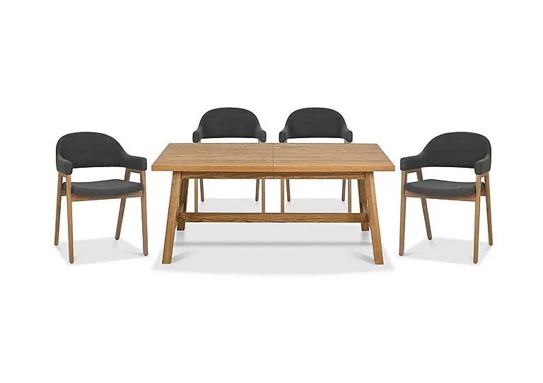 Stratford Small Extending Dining Table with 4 Fabric Dining Arm Chairs - Dark Grey
