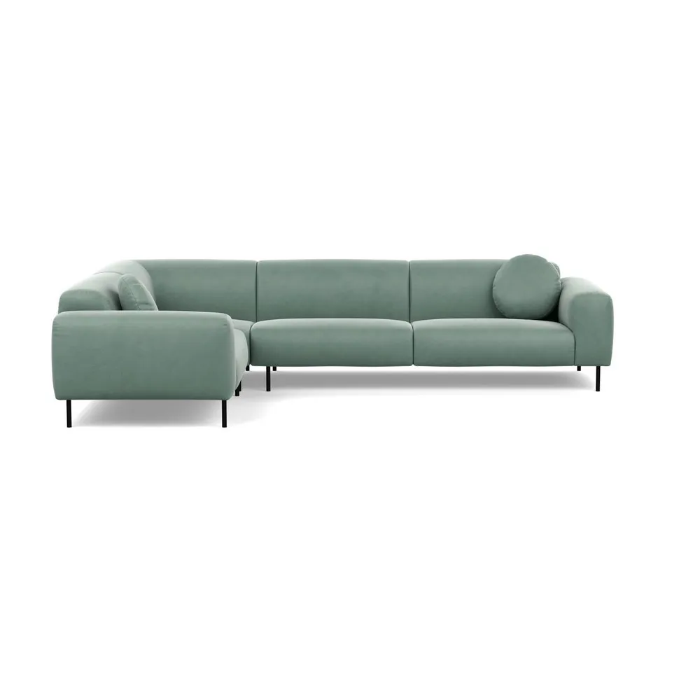Heal's Luna Medium Left Hand Facing Corner Sofa Marylebone Velvet Mint Black