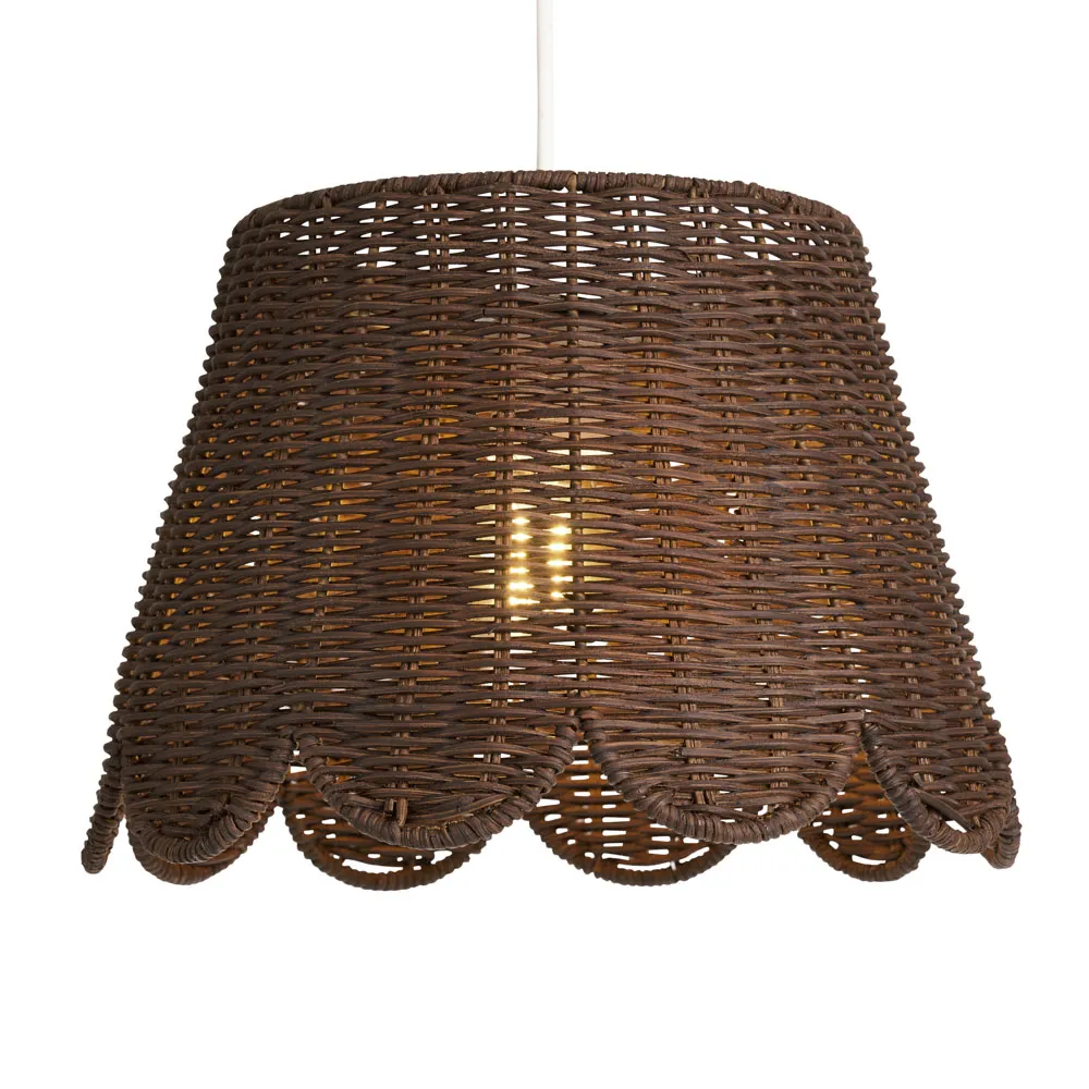 Kuta Scallop Rattan Easyfit Shade, Dark Brown