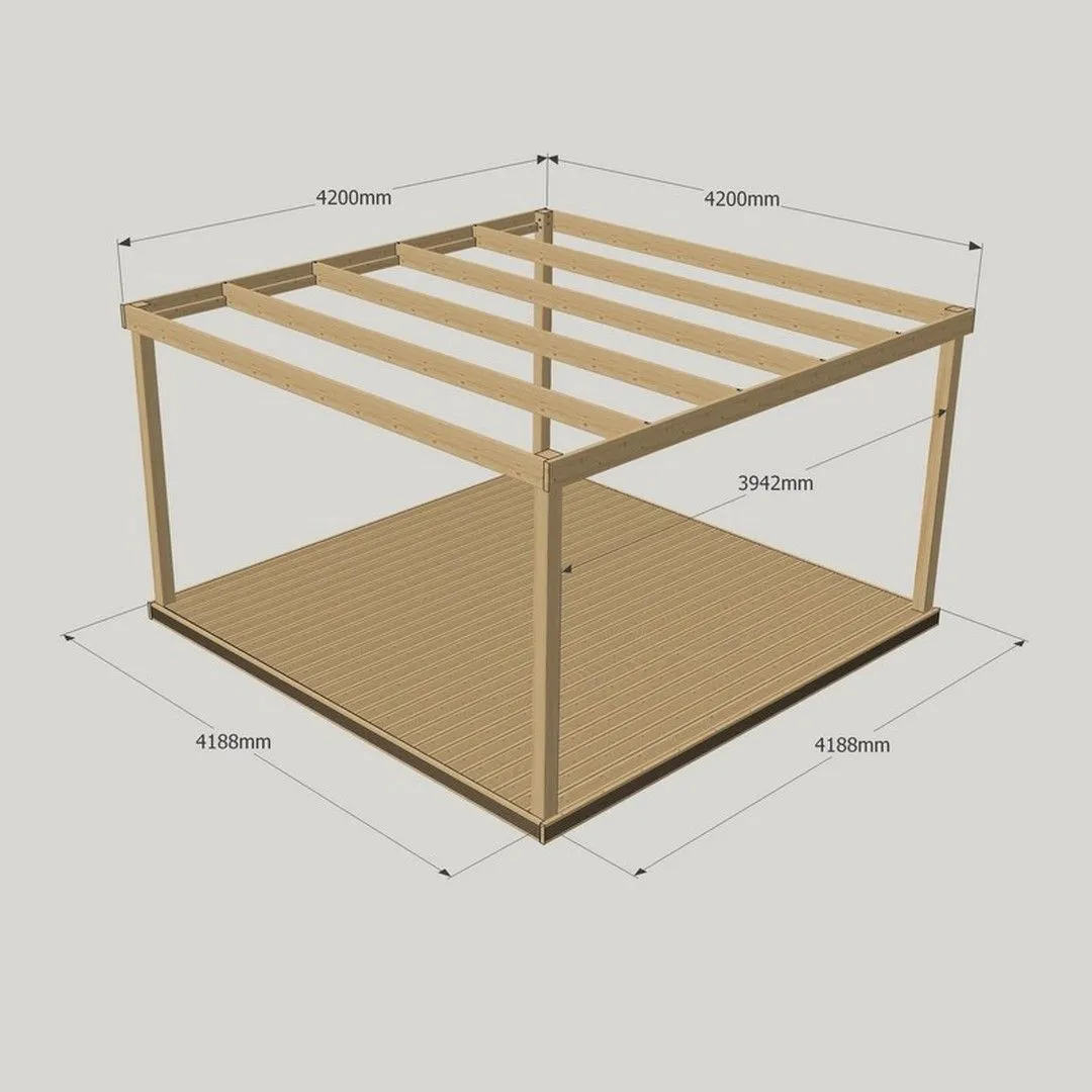 Rutland County Garden Furniture Ltd Box Pergola & Decking Kit - Wood - L420 x W420 cm - Light Green 3