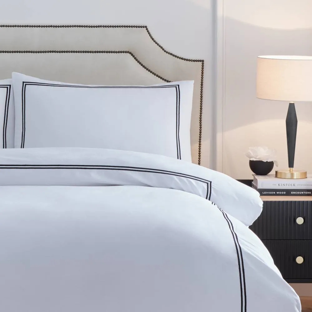 Paoletti Elara 100% Cotton Embroidered Duvet Cover Set in Black 3