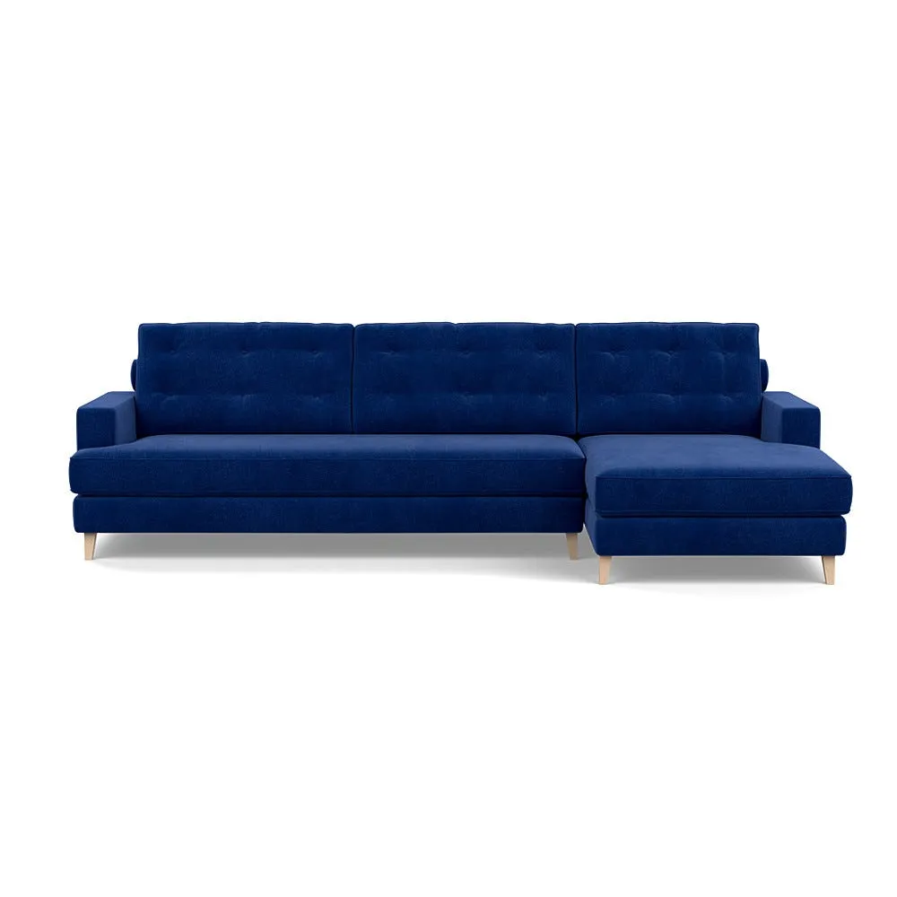 Heal's Mistral Right Hand Facing Corner Sofa Smart Luxe Velvet Azure Natural 1