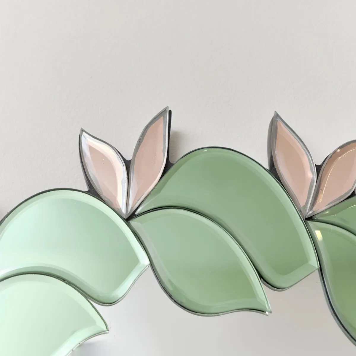 Melody Maison Pink & Green Oval Floral Art Deco Wall Mirror 80cm X 49cm 6