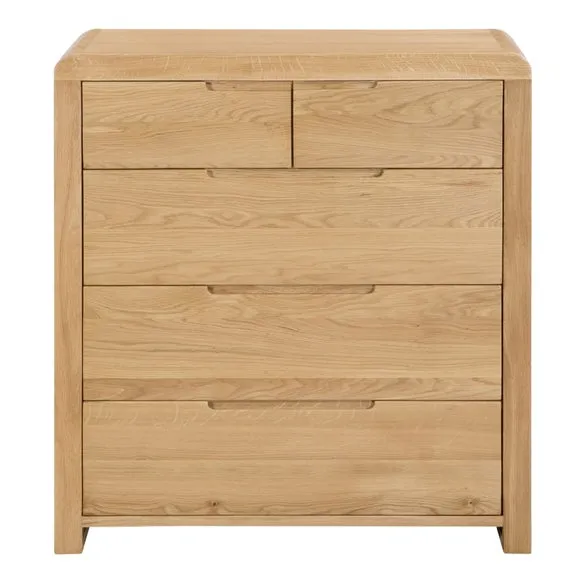 Curve 5 Drawer Chest, Oak 4