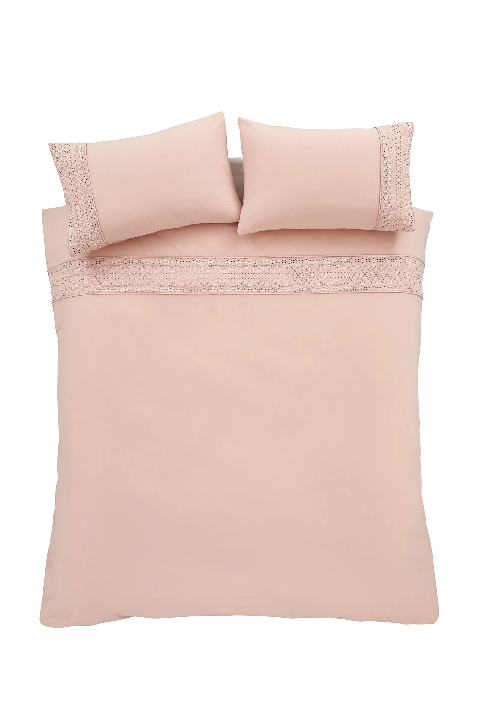 Catherine Lansfield 'Broderie Anglaise' Duvet Cover Set in Pink 4