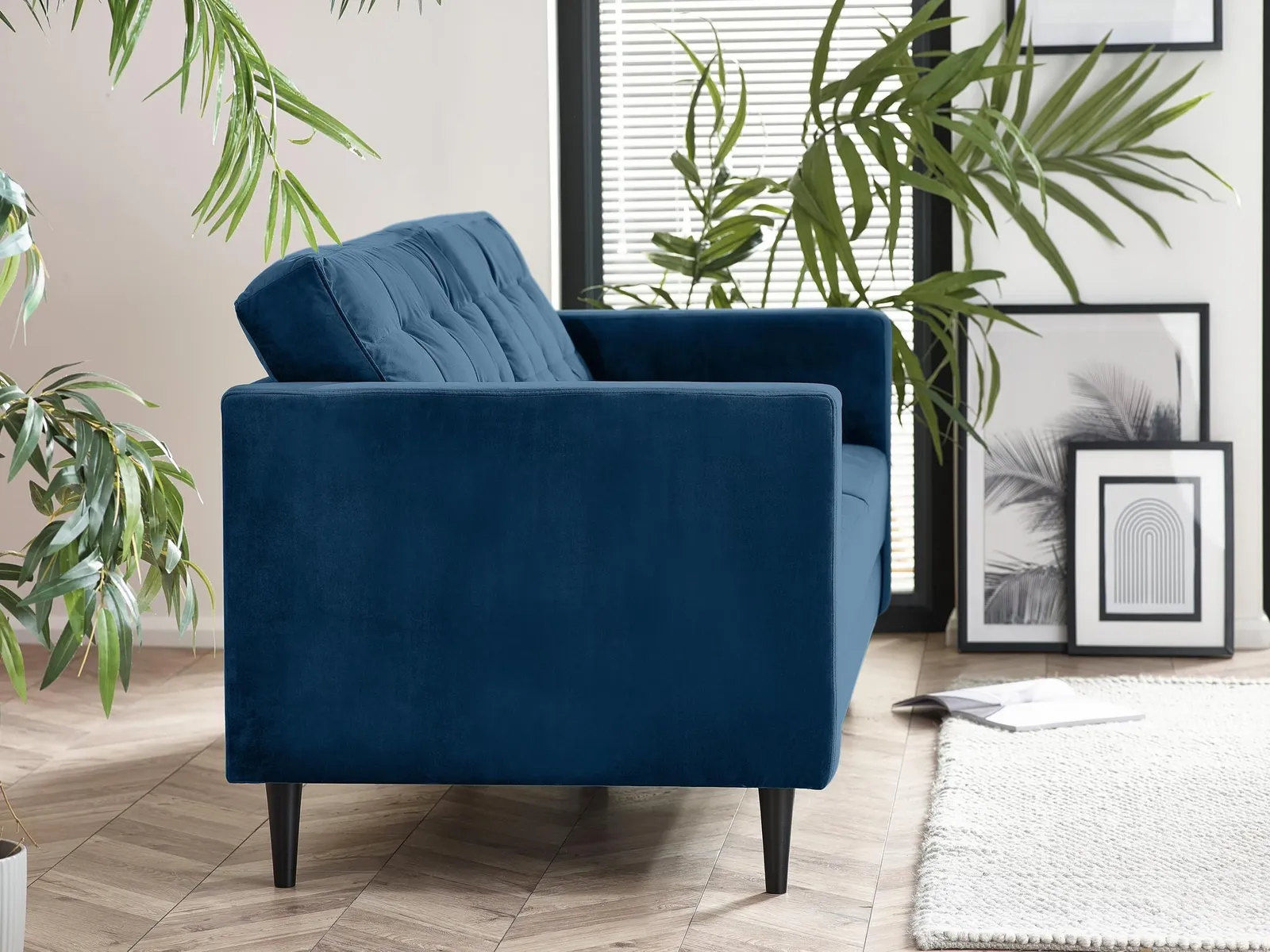 FurnitureboxUK Jade 3-Seater Soft Touch Velvet Sofa With Solid Wood Frame in Navy 2
