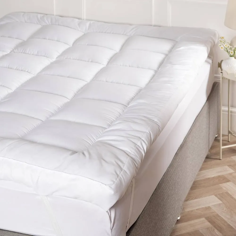 OHS Ultra Deep Sleep 10cm Mattress Topper Orthopaedic Quilted Heavy Fill in White