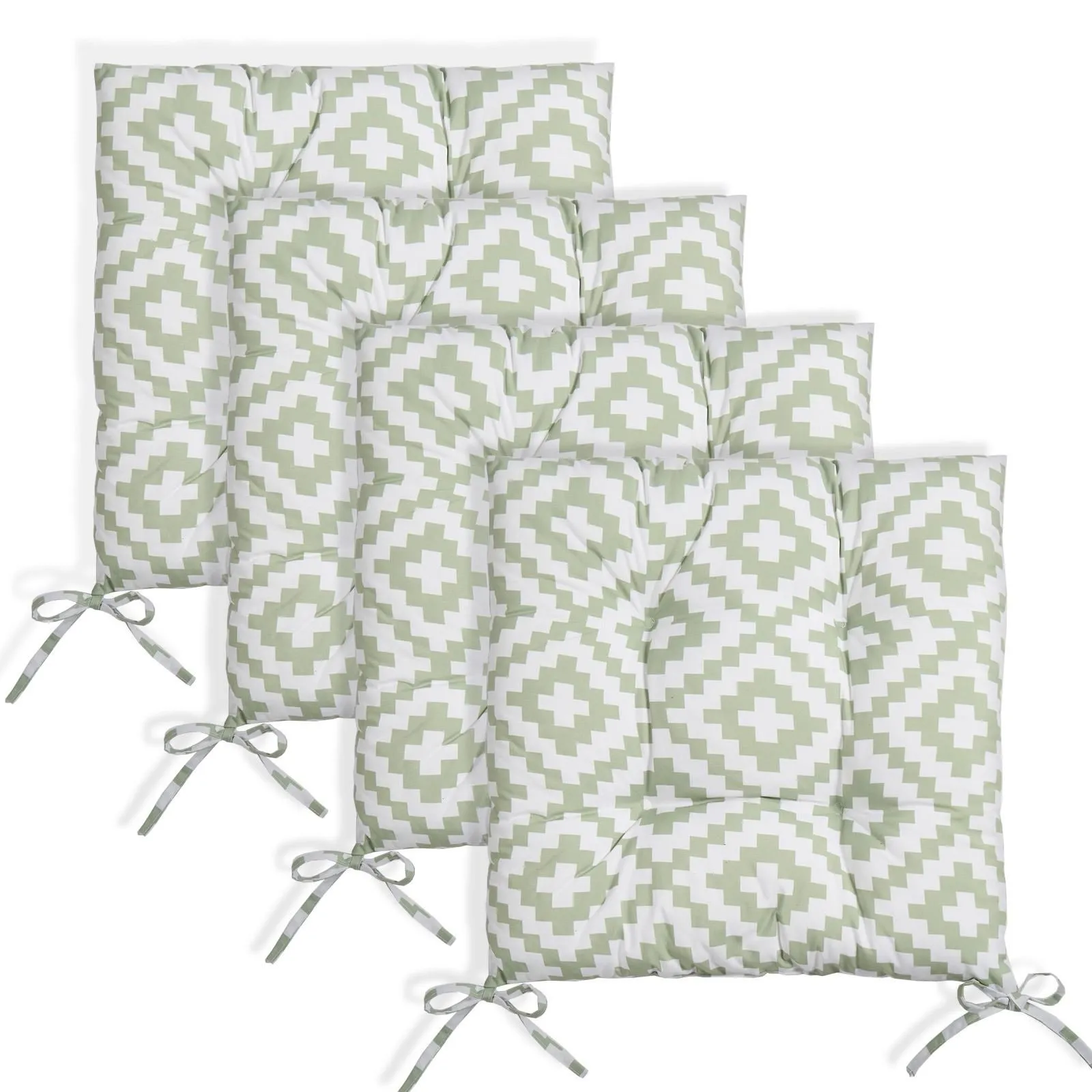 OHS 2/4 Pack Seat Pads Water Resistant Garden Chairs Cover Outdoor Cushions in Green