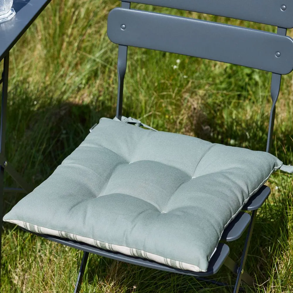 Dibor Set of 2 Forest Green Stripe Cotton Indoor Outdoor Garden Furniture Chair Sofa Seat Pads L40cm x W40cm 4