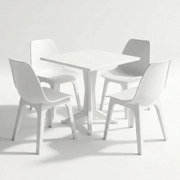 Ponente 4 Seater White Dining Set with Eolo Chairs 2