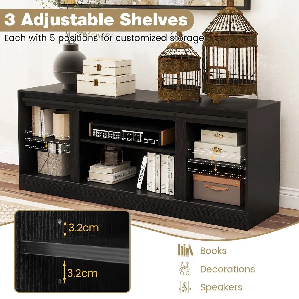 Costway Wooden TV Stand Cabinet for 70 Inch TVs Media Entertainment Center in Black 4