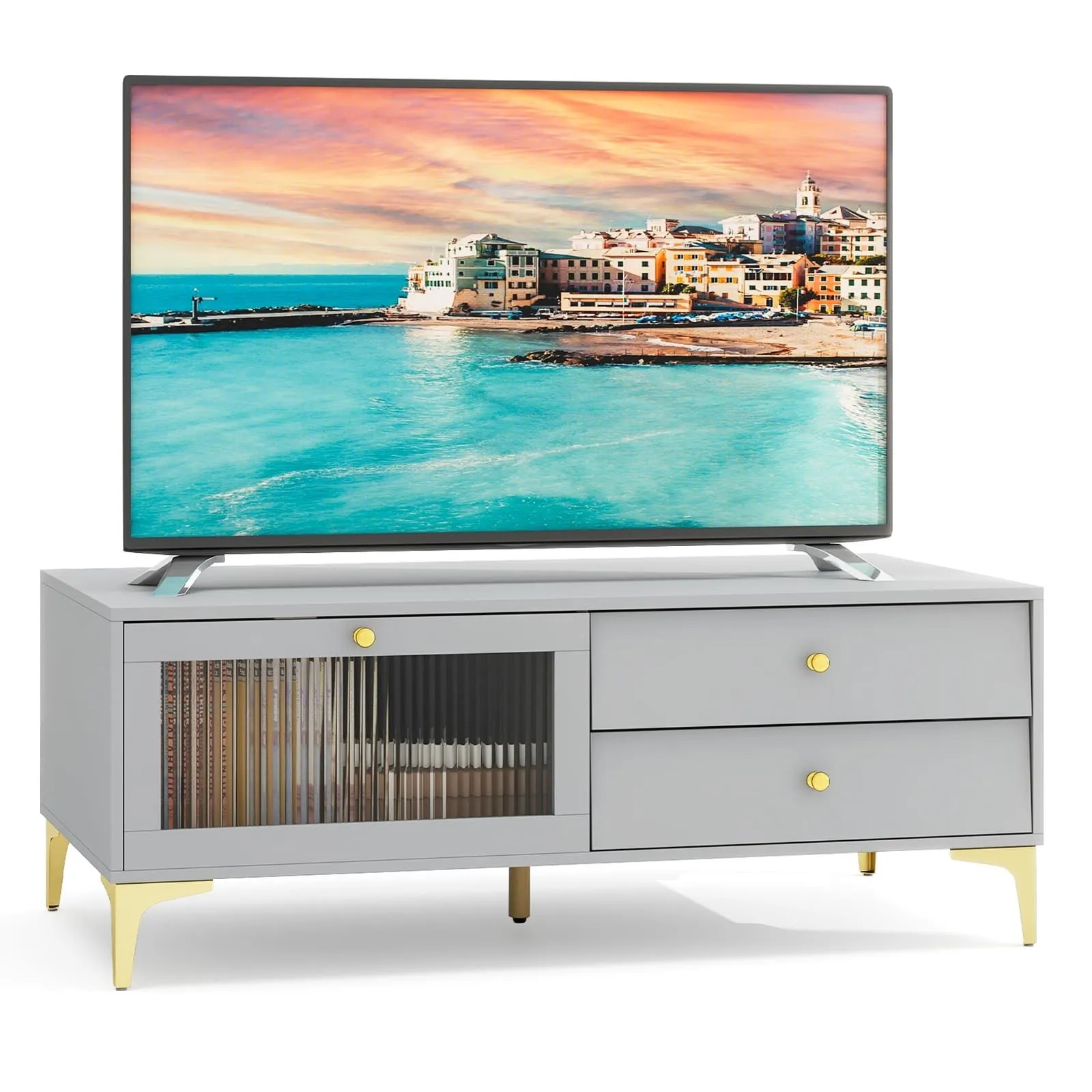 Costway TV Stand for 55-Inch TV 120cm TV Console Cabinet in Grey