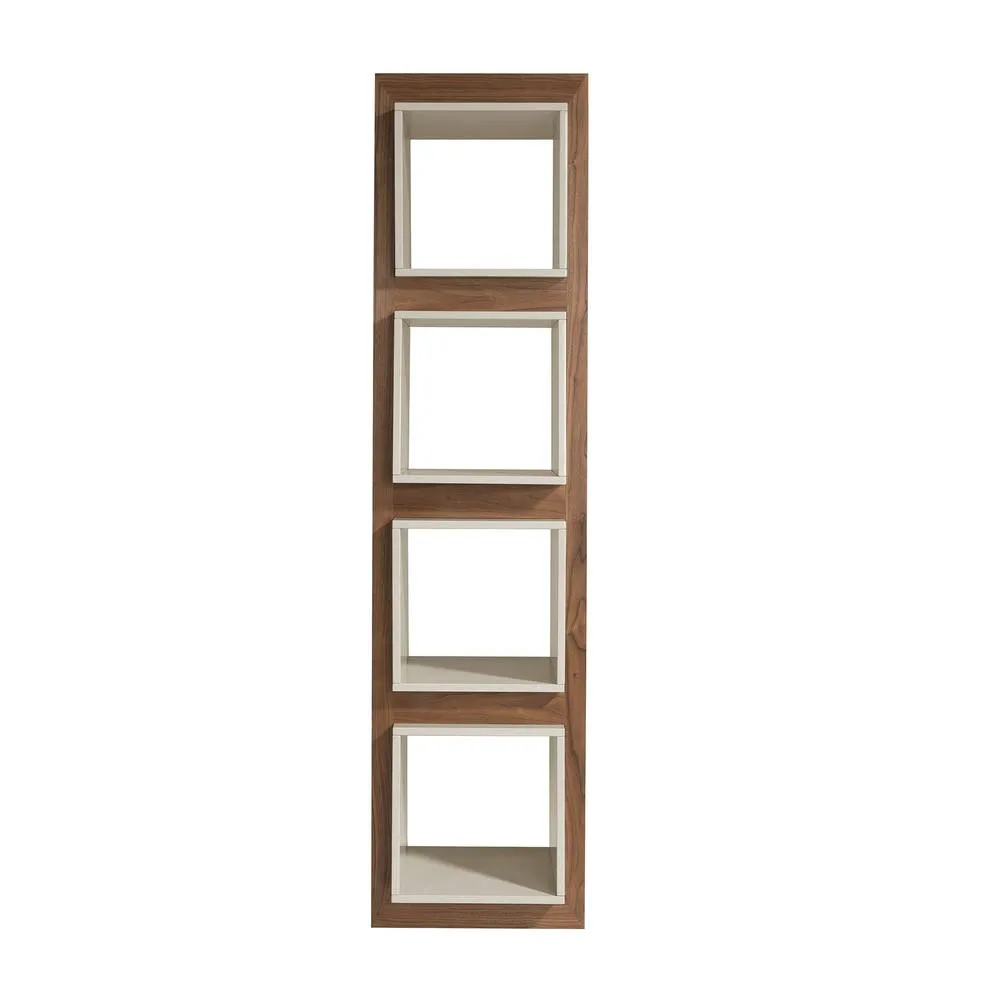 Angel Cerda Walnut Veneer Cube Shelf, Glossy Pearl Grey 50x41x200 2