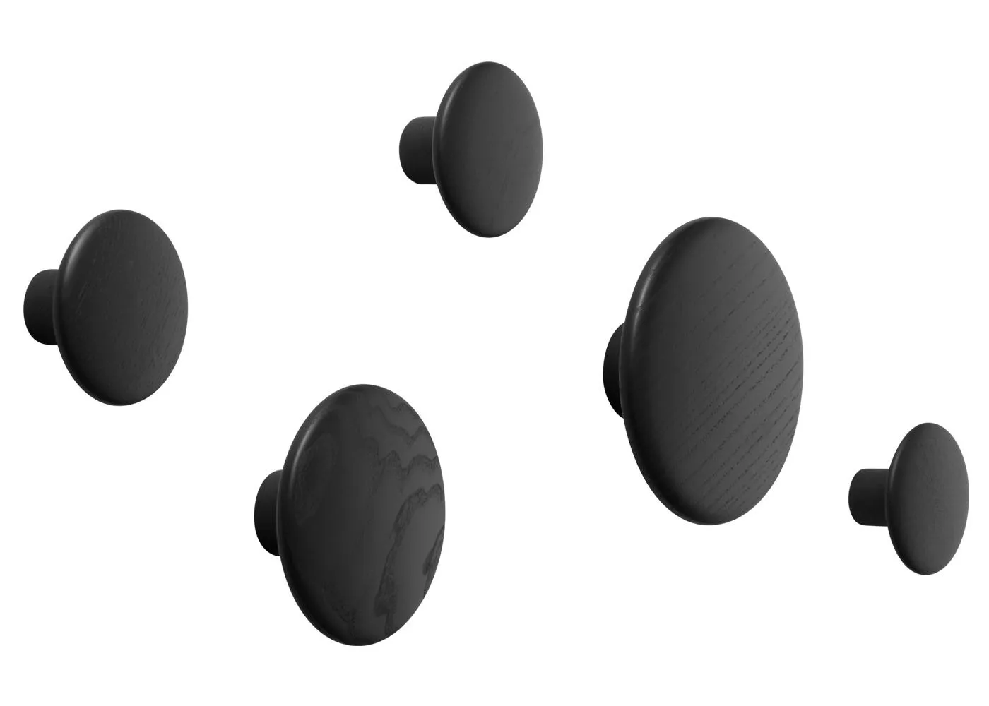 Muuto The Dots Set of 5 Coat Hooks Black 1