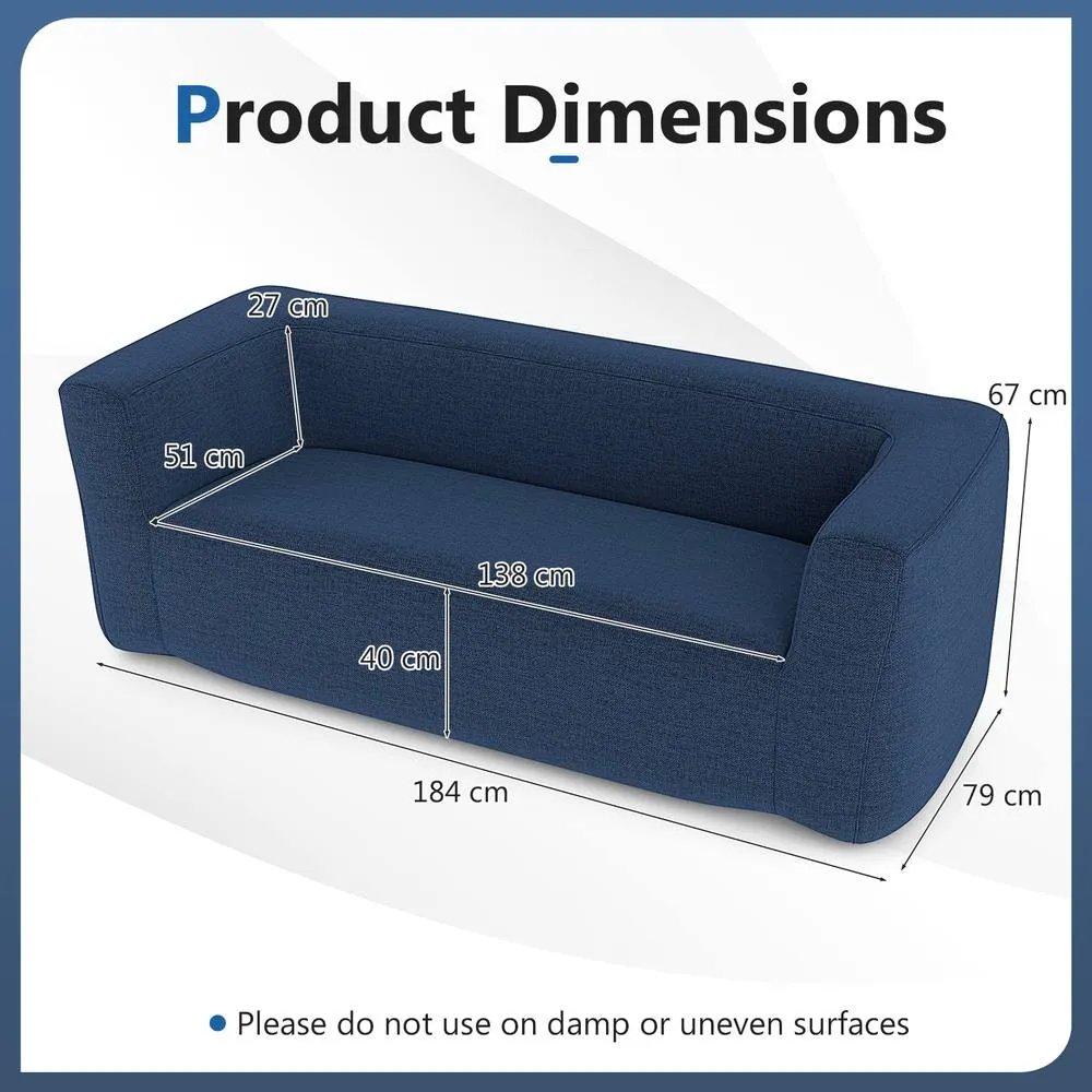 Costway Double Inflatable Couch Portable Blow Up Sofa with Detachable Cover in Blue 2