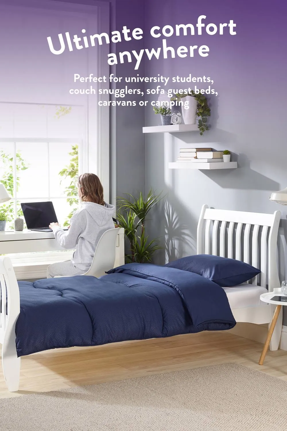 Snuggledown Coverless Embossed Herringbone 10.5 Tog Duvet, Navy 6
