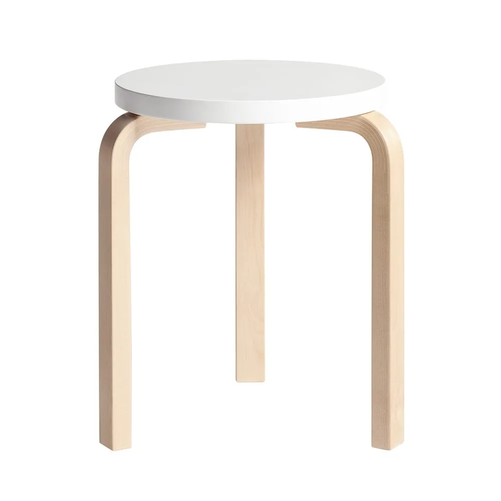Artek Stool 60 Natural Lacquered Birch White Lacquered 2