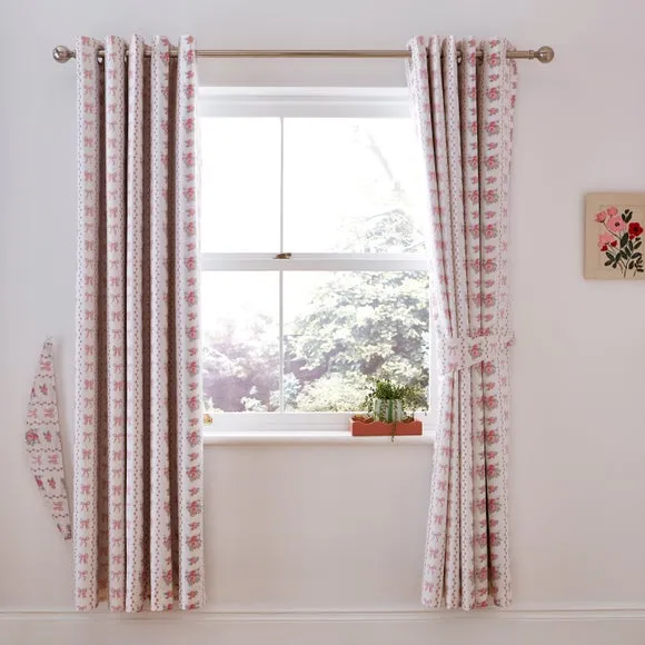 Vintage Floral Cotton Blackout Eyelet Curtains 2