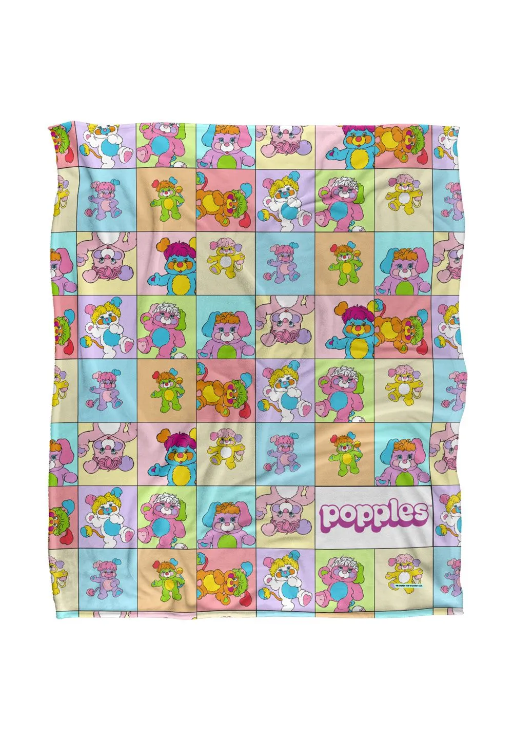 Hasbro Popples Popple Squares Silky Touch Super Soft Throw Blanket 152 X 127 cm in White