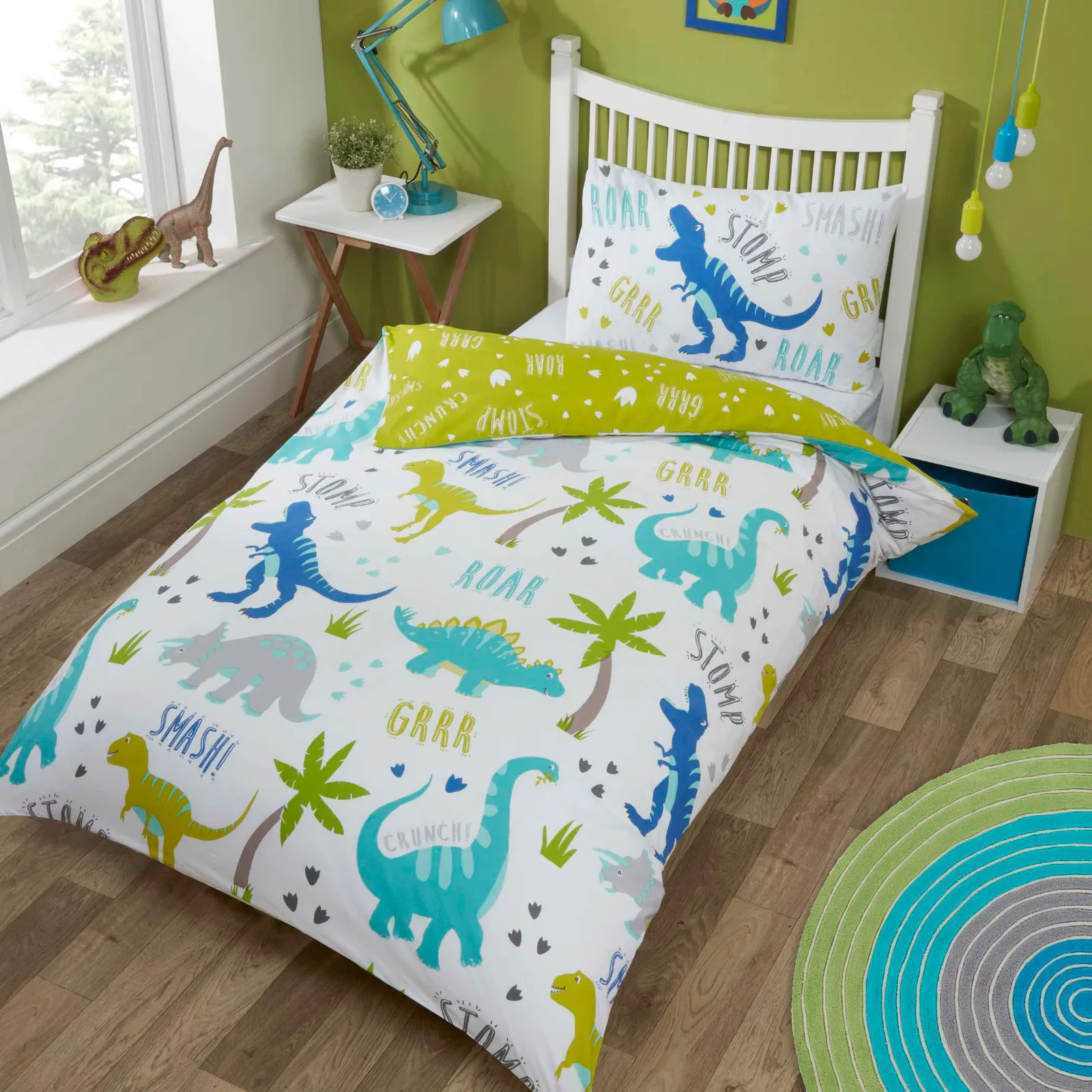 Rapport Home Roarsome Polycotton Duvet Cover Set With Pillowcase in White