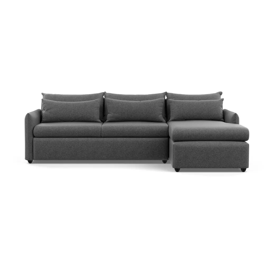 Heal's Pillow Large Right Hand Corner Chaise Melton Wool Granite Black Feet