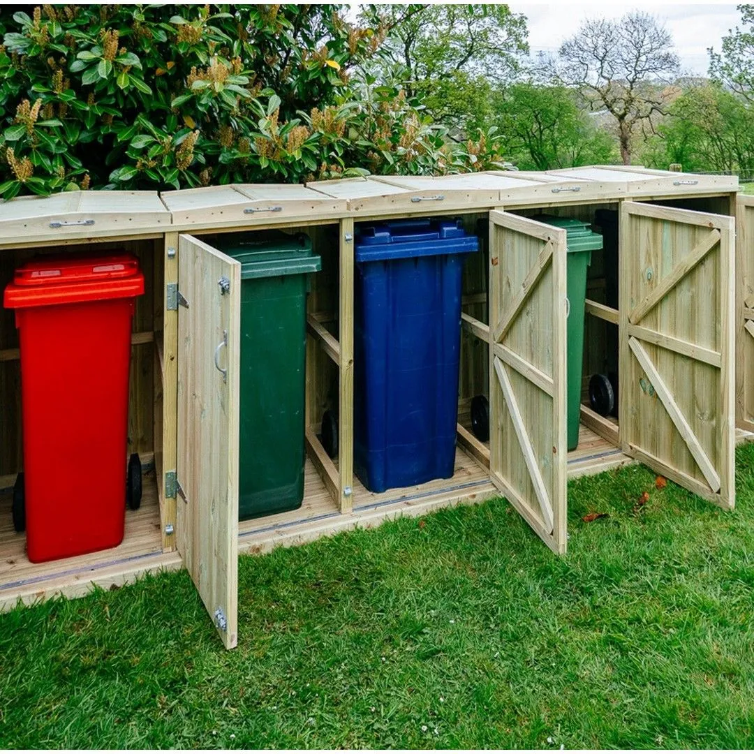 Buttercup Farm Shireburn Quintet Wheelie Bin Store, Timber, Fits 5x 360L Wheelie Bins in Brown 2
