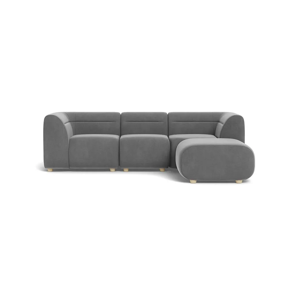Heal's Lilli Right Hand Facing Corner Sofa Smart Velvet Mercury Natural Beech Feet