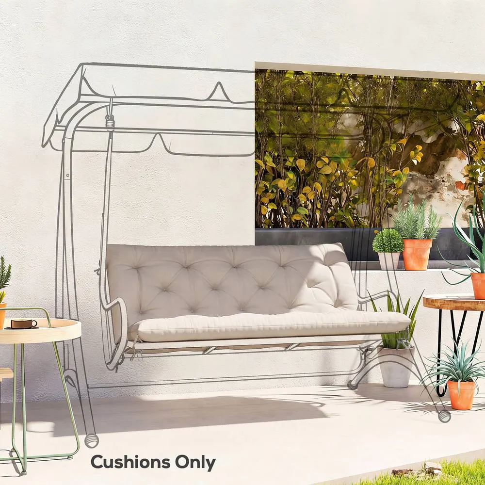OUTSUNNY Garden Bench Cushion, Seat Pad with Ties in Khaki