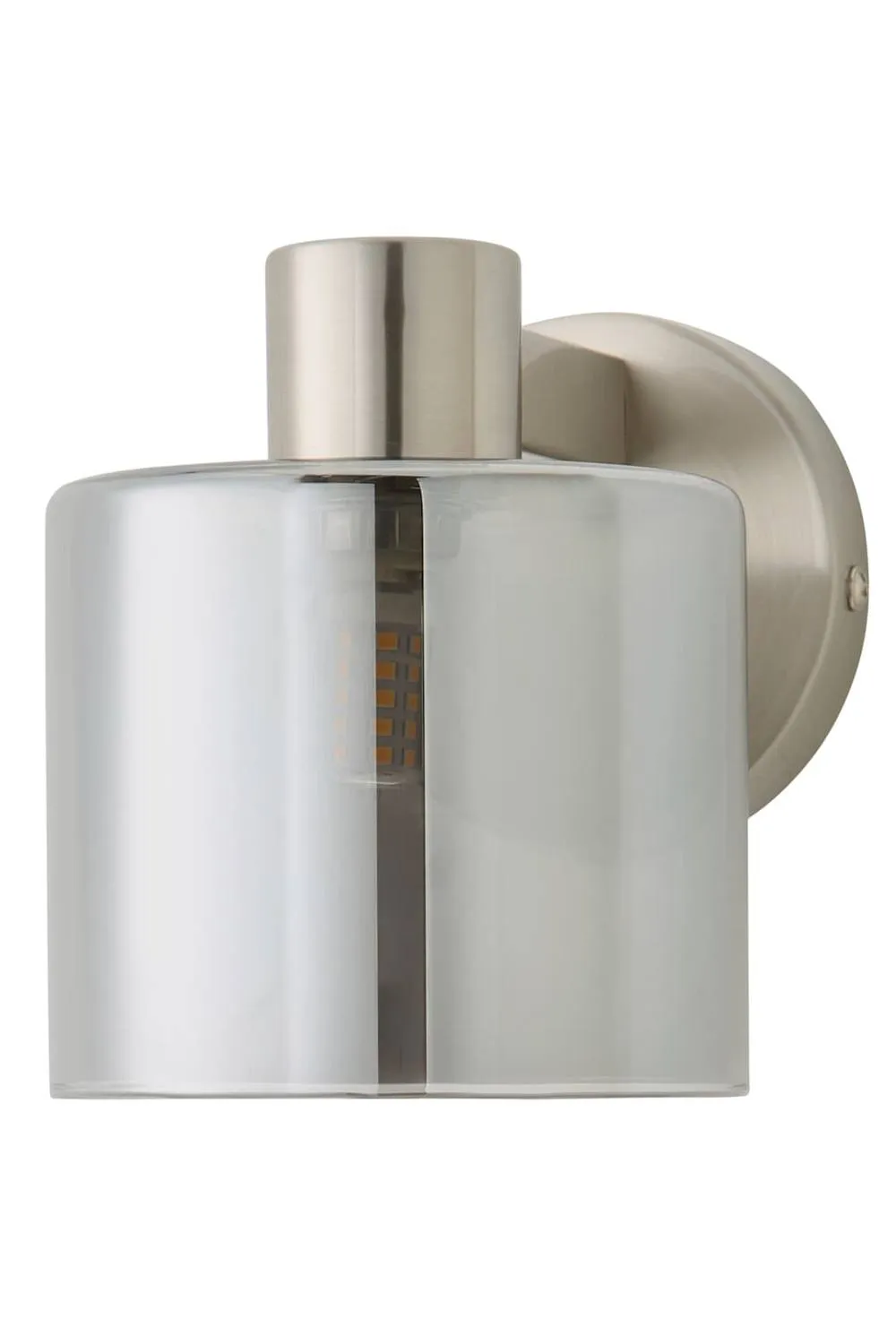 ValueLights Demi Smoked Glass Cup Wall Light in Metallic Silver 6