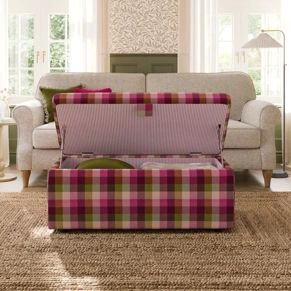 Box Chest Bright Check Storage Footstool 2