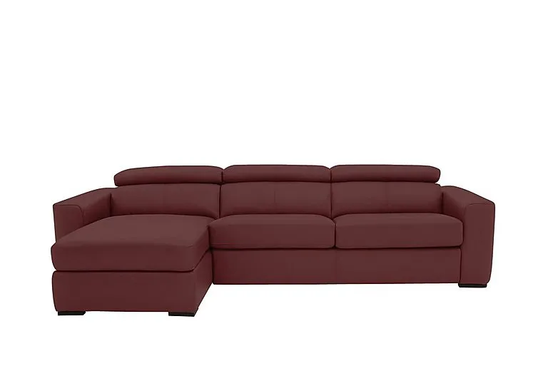 Infinity Leather Left Hand Facing Corner Chaise Sofabed with Storage - BV Deep Red