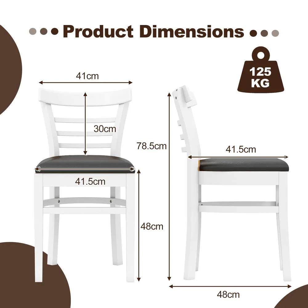 Costway Modern Dining Chair Set of 2 PU Leather Upholstered Kitchen Chair in White 4