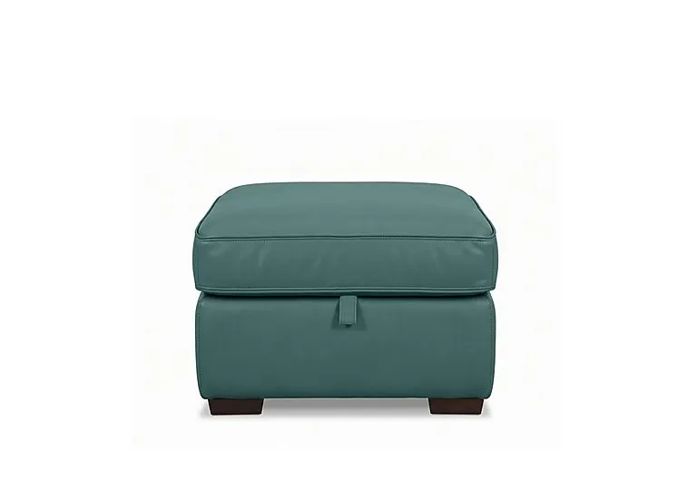 Relax Leather Storage Footstool - Lake Green - Living Room Furniture - In Time for Christmas