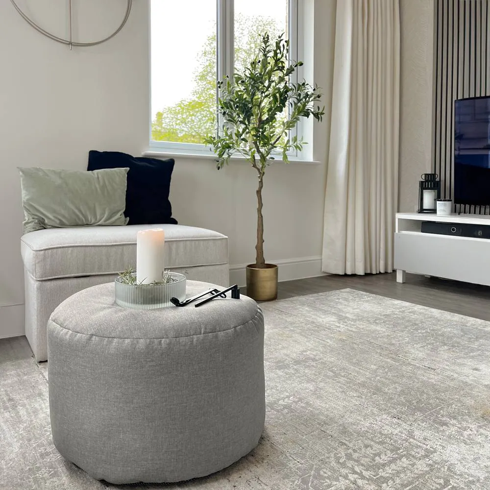 rucomfy Beanbags rucomfy Indoor Pouffe Bean Bag - Barley Ottoman Footstool in Light Grey