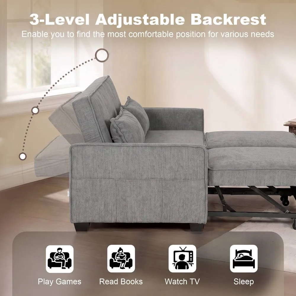 HOMCOM Sofa Bed, 4-in-1 Convertible Pull Out Sleeper Sofa in Grey 5